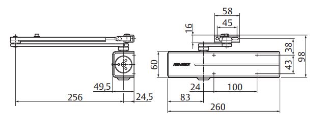 Dveřní zavírač ASSA ABLOY (FAB) DC 300