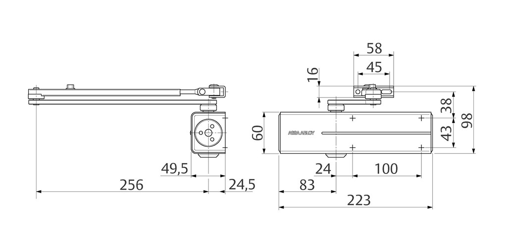 Zavírač ASSA ABLOY (FAB) DC 200 NEW